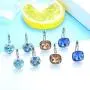 ORAZIO 4 Pairs CZ Leverback Dangle Hoop Earrings for Women Gold Plated Round Square Crystal Dangle Huggies Earrings Cute Drop Earrings Jewelry Set