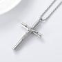 zeqingjw Stainless Steel Cross Cremation Jewelry for Mens Crucifix Prayer Urn Pendant Necklace for Ashes Jesus Cross Keepsake Memorial Ash Jewelry