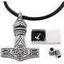 GUNGNEER Raven Head Thors Hammer Pendant Necklace - Stainless Steel Nordic Viking Mjolnir Choker for Men Women, Adjustable Length Cotton Cord