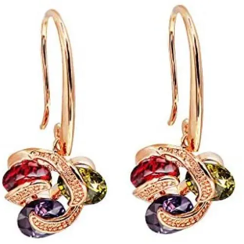 Bamos Multicolor Dangle Earrings, 14K Rose Gold/White Gold/Gold Plated Earrings for Women Dangle,3 Stone Flower Earrings Unique Earrings for Women Bamos Multicolor Dangle Earrings, 14K Rose Gold/White Gold/Gold Plated Earrings for Women Dangle,3 Stone Flower Earrings Unique Earrings for Women