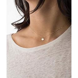 Kyerlyn Layered Initial Necklace 14K Gold Plated Dainty Round Disc Engraved Name Personalized Alphabet Pendant Choker Necklace Fashion Jewelry Gift for Women Girls