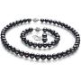 Kaitlyn Black 8-9mm A Quality Freshwater 925 Sterling Silver Cultured Pearl Set For Women