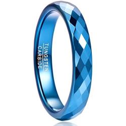 NUNCAD 4mm Tungsten Carbide Ring Wedding Bands for Women Black/Rose Gold/Blue Polished Finish Faceted Wedding Ring Comfort Fit Size 6-13