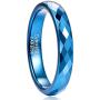 NUNCAD 4mm Tungsten Carbide Ring Wedding Bands for Women Black/Rose Gold/Blue Polished Finish Faceted Wedding Ring Comfort Fit Size 6-13