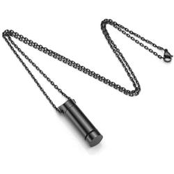 PiercingJ Personalized Custom Cremation Urn Pendant Necklace for Ashes Stainless Steel Bar Urn Necklace Remembrance Memorial Ash Pendant Keepsake Jewelry for Men Women