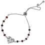 LeCalla Sterling Silver Valentines Day Jewelry Heart Charm Sliding Bolo Bracelet with Blue Brown Beads for Girl Women