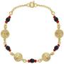 In Season Jewelry 18k Gold Plated St Benedict Medal Bracelet Simulated Azabache Evil Eye Protection 7''