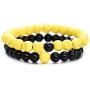 NC 2 Pcs Beads Bracelet for Men Women, A Pair of Teen Girls Friendship Relationship Bracelets for Couples Matching Gifts Matte Bead Stone Bracelets Jewelry