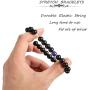 LOYALLOOK 4Pcs Couples Distance Necklace Bracelets Set for Women Men Heart Matching Rings Pendant 8mm Mood Beads Braclact for Lovers Valentine Gifts