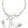 Viennois Necklace Earrings Set for Women Two Tone Pendant Choker Jewelry for Evening Party Prom - Silver & Rose Gold