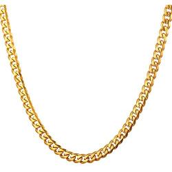 U7 Miami Cuban Chain in Stainless Black Gold Color|Flat Link Necklace NK Cuban Chains for Men and Women,Width 3-12mm,Length 14 Inch-30 Inch.Gift Packed