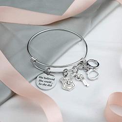 G-Ahora Police Keychain She Believed She Could for Police Officers Police Academy Graduation Gifts Handcuffs Handgun Charm Achievement Gift Deputy Sheriff Gift (she Believe Police KR)