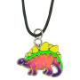 Fun Jewels Cute Stegosaurus Dinosaur Pendant Color Change Mood Necklace For Boys Girls Animal Jewelry
