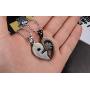 4Piece Stainless Steel Couple Necklace Rhinestone I Love You Heart Puzzle Matching Pendant with Chain His and Hers Couple Necklace for Women Men Girlfriend Boyfriend Couple BBF