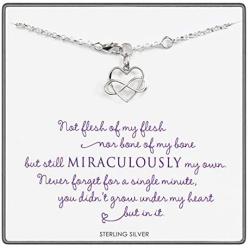 Unbiological Mother & Child Gift • Sterling Silver • Infinity Heart Bracelet • Custom Keepsake Jewelry • Adoption Gotcha Day Gifts for Women Girls • Daughter Stepdaughter • Unique Meaningful