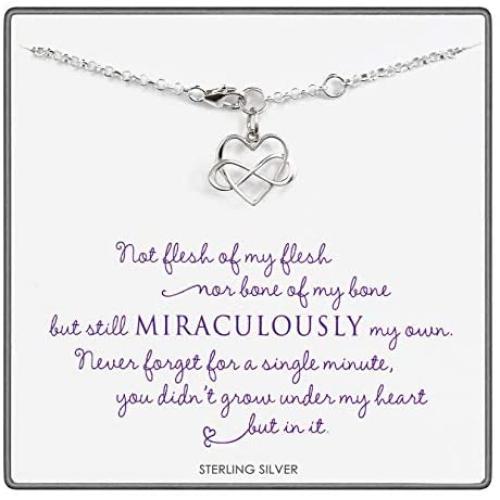 Unbiological Mother & Child Gift • Sterling Silver • Infinity Heart Bracelet • Custom Keepsake Jewelry • Adoption Gotcha Day Gifts for Women Girls • Daughter Stepdaughter • Unique Meaningful