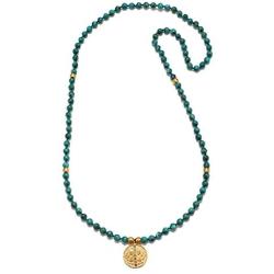 Satya Jewelry Turquoise Gold Chakra Tassel Mala Necklace 30-inch