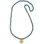Satya Jewelry Turquoise Gold Chakra Tassel Mala Necklace 30-inch