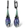 Santuzza Tulip Silver Drop Earrings Genuine 925 Sterling Silver Exquisite Flower Handmade Enamel Dangle Earring Jewelry For Women (Purple, Red)