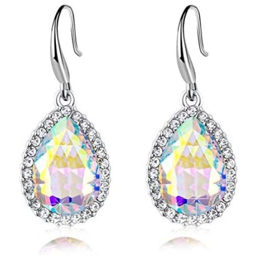 Swarovski Crystal Teardrop Dangle Drop Earrings for Women Dangling 14K Gold Plated Hypoallergenic Jewelry