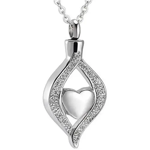 Cremation Necklace Memorial Jewelry Stainless Steel Crystal Pendant Locket Keepsake Urn Necklace for Ashes Cremation Necklace Memorial Jewelry Stainless Steel Crystal Pendant Locket Keepsake Urn Necklace for Ashes