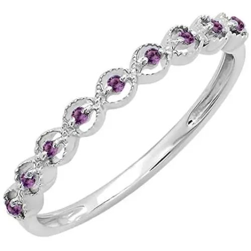 Dazzlingrock Collection Round Gemstone Ladies Anniversary Wedding Stackable Band Ring, Sterling Silver Dazzlingrock Collection Round Gemstone Ladies Anniversary Wedding Stackable Band Ring, Sterling Silver