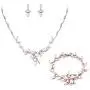 EVER FAITH Marquise CZ Simulated Pearl Bridal Flower Leaf Filigree Necklace Earrings Bracelet Set EVER FAITH Marquise CZ Simulated Pearl Bridal Flower Leaf Filigree Necklace Earrings Bracelet Set