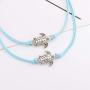 SUNSH 2Pcs Turtle Bracelets for Women Teen Girl Boy Kids Cute Handmade Adjustable String with Wish Message Card Inspirational Jewelry Couple Lover Boyfriend Girlfriend Mother Daughter Friendship Gifts
