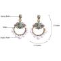 NORTHSTAR PEARLS AND JEWELRY: Green and White Hoop Circle Earrings for Adults, Simulated Pearls Drop Hang Dangle Earrings in Vintage Gold-Tone.Bohemian Fashion Jewelry.