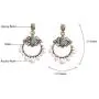 NORTHSTAR PEARLS AND JEWELRY: Green and White Hoop Circle Earrings for Adults, Simulated Pearls Drop Hang Dangle Earrings in Vintage Gold-Tone.Bohemian Fashion Jewelry.