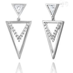 Daring Jewelry 14k Gold Plated Cubic Zirconia Three Triangles Earrings…