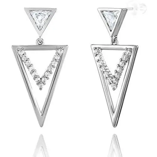Daring Jewelry 14k Gold Plated Cubic Zirconia Three Triangles Earrings…