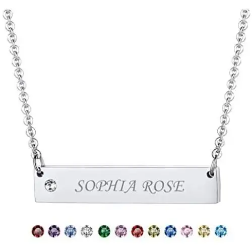 U7 Personalized Bar Necklace Free Message Engrave Stainless Steel / 18K Gold Plated Horizontal/Vertical Bar Pendant Clavicle Choker Necklaces for Women Girls U7 Personalized Bar Necklace Free Message Engrave Stainless Steel / 18K Gold Plated Horizontal/Vertical Bar Pendant Clavicle Choker Necklaces for Women Girls
