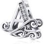 VOROCO Solid 925 Sterling Silver with Cubic Zirconia Letter Complete A-Z Alphabet Initial Charm for Pandora European Bracelet Necklace Women Girls Jewelry Gift Options