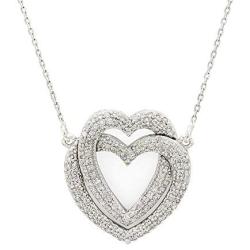 Quality Jewels 1 Carat Diamond Heart Pendant Necklace, 925 Sterling Silver Heart Necklace for Women and Girls, 18'' Cable Chain