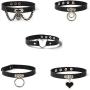 W WOOGGE Womens Black Choker Set Gothic Choker Necklace Punk Chunky Choker for Girls at Halloween Costume Party Jewelry Accessories (Pack of 5pcs)