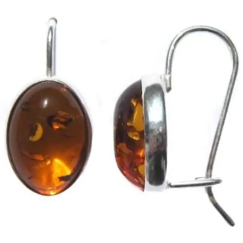 Amber Sterling Silver 925 Oval Classic Love Earrings Amber Sterling Silver 925 Oval Classic Love Earrings