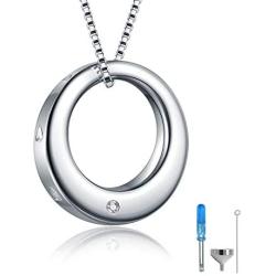 925 Sterling Silver Cremation Pendant Jewelry Keepsake Urn Necklace for Ashes with Circle of Life Eternity (Life Eternity Necklace)