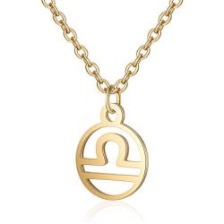 Fashion Stainless Steel 12 Constellations Pendant Necklace, Rolo Chain 16+2