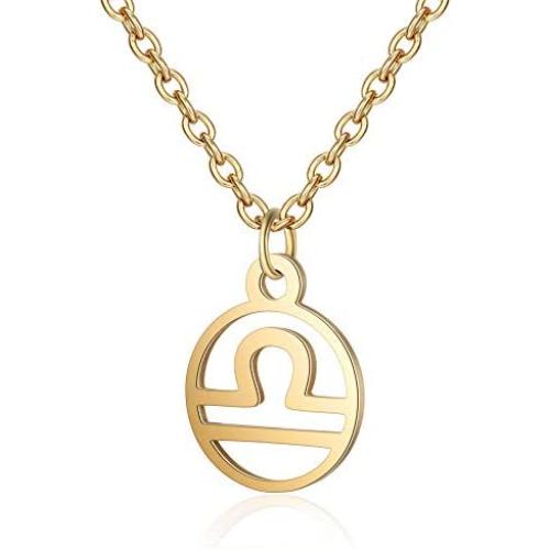 Fashion Stainless Steel 12 Constellations Pendant Necklace, Rolo Chain 16+2