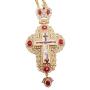 Pectoral Cross Red Zircons Crystallized Christian Priest Bishop Crucifix Pendant Necklace 20'' in Gift Box