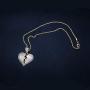 Senteria Hip Hop Iced-Out Men Necklace Rapper 18K Gold Plated CZ Fully Bling Bubble Broken Heart Pendant Necklace Chain for Men Women Fashion Jewelry Gifts