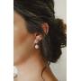 SWEETV Cubic Zirconia Pearl Drop Wedding Earrings for Brides, Ivory Bridal Pearl Earrings for Bridesmaid Jewelry Gift