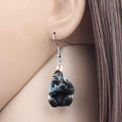 WEVENI Acrylic Orangutan Gorilla Monkey Earrings Dangle Drop Jewelry For Women Girls Ladies Gifts