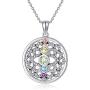 YAFEINI Chakra Necklace Yoga Open Lotus Flower Mandala Pendant Crystal Necklace 925 Sterling Silver Jewelry Gifts Spiritual Gifts for Women Girls