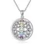 YAFEINI Chakra Necklace Yoga Open Lotus Flower Mandala Pendant Crystal Necklace 925 Sterling Silver Jewelry Gifts Spiritual Gifts for Women Girls