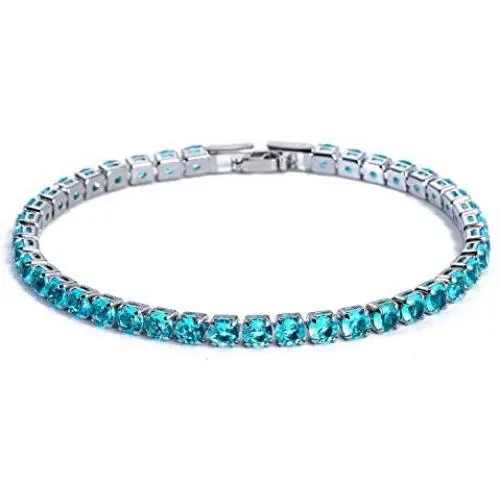 gemstoneworld 7.5inches Tennis Bracelet for Women, 4mm Round Cut Cubic Zirconia CZ White Gold Plated Chain Jewelry for Birthday Party Wedding Engagement Xmas Gift