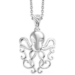 Shop LC Delivering Joy 925 Sterling Silver Stainless Steel Sea Lover Octopus Pendant with Necklace Women Jewelry for Gifts 20''