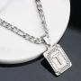 Joycuff Silver Square Initial Necklaces for Women Men Teen Girls Boys Husband Dad Mom Daughter Personalized Letter Name 26 Alphabets Stainless Steel Figaro Chain Medallion Pendant Necklace