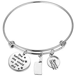 AKTAP Chef Gift Chef Bracelet She Believed She Could So She Did Cooking Lover Gift Chef Jewelry Culinary Graduation Gift for Women Girls